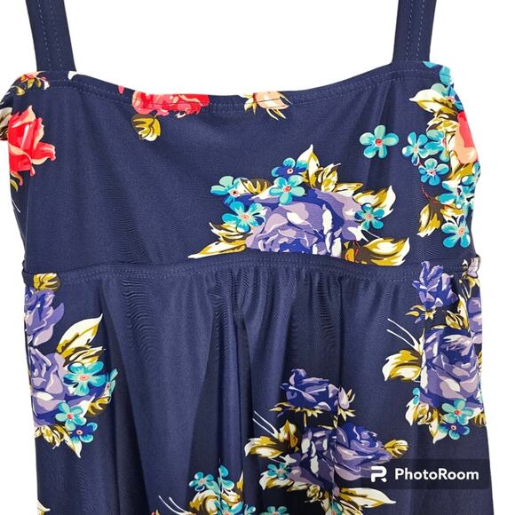 Byron Blue Australia One-Piece Skirted Swimsuit Navy with Flowers Size 16 - Picture 5 of 10